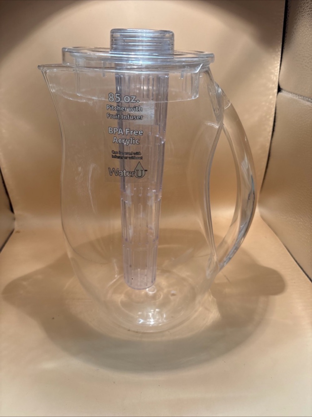 Water U Pitcher Mixer Infuser 85 Oz; 1 Gallon No Box Clear Plastic BPA Free